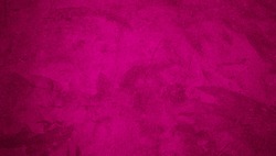 Colorful Decorative Pink Magenta color Background. Art Rough Abstract Painted plaster Wall Surface Texture. Bright Background With Space For design. Wide Angle Wallpaper