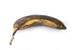 rotten banana on a white background isolated