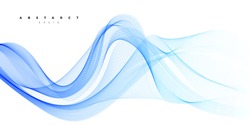 Wave vector element with abstract blue lines for website, banner and brochure, Curve flow motion illustration, Vector lines, Modern background design.