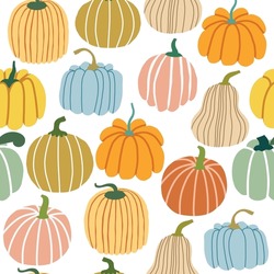 Modern abstract pumpkins seamless pattern. Autumn pumpkin texture