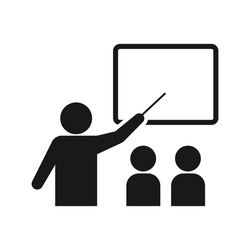 Mentor icon. Mentor teach business partners. Teaching icon. Flat design vector. Eps 10.