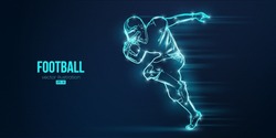 Abstract silhouette of a american football player man in action isolated blue background. Vector illustration