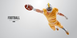 Realistic silhouette of a american football player man in action isolated white background. Vector illustration
