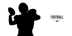 Abstract silhouette of a american football player man in action isolated white background. Vector illustration