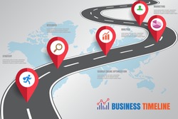 Design template: Road map business timeline, Vector Illustration