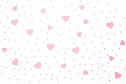 Valentine's Day background February 14th with pink hearts and confetti.