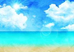 Vector illustration of blue sky and sea