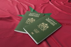 morocco passport on its flag, top shot, the passport is the citizenship of citizens
