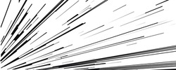 Comic book speed lines isolated on white background stripe effect style for manga speed frame, superhero action, explosion background. Motion line effect, pop art. Vector 10 eps