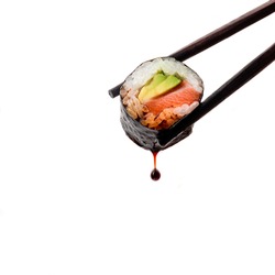 Sushi salmon and avocado maki