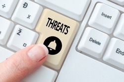 Inspiration showing sign Threats. Internet Concept Statement of an intention to inflict pain hostile action on someone Editing Internet Files, Filtering Online Forums, Web Research Ideas
