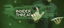 Conceptual display Insider Threat. Business overview security threat that originates from within the organization