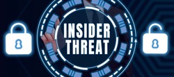 Conceptual caption Insider Threat. Word Written on security threat that originates from within the organization