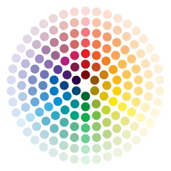 Color wheel composed of circles on white