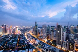 Makati City Skyline at night. Manila, Philippines. 