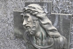 Cemetery Christ sculpture in Boulogne - France