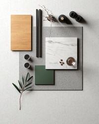Mood board. Material samples interior design