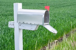 US mailbox on a green background