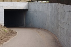 Road in tunnel, pedestrian pass