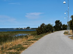 A winding road along the Baltic Sea coast. 