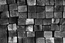 Black and white wood texture with square patterns, background. High quality photo
