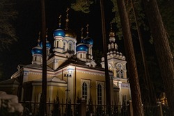  Famous Orthodox Cathedral in Nighttime. Popular Landmark And Destination Scenic. UNESCO World Heritage Site.