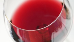 Close up of red wine in a glass