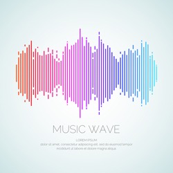 Poster of the sound wave from equalizer. Vector illustration on light background