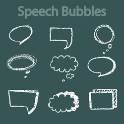 Comic Speech Bubbles on blackboard background, vector illustration
