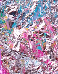 Colorful aluminium foil  background. Minimal abstract flat lay concept. Creative modern texture.