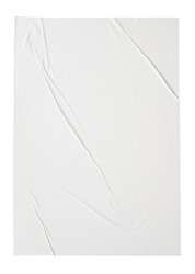 Blank white crumpled and creased paper sticker or poster texture isolated on white background
