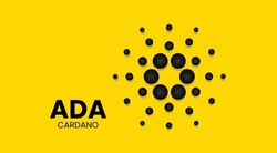 Cardano ADA coin cryptocurrency 3d logo isolated on yellow background with copy space. vector illustration of Cardano ada coin banner design concept.