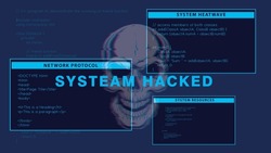 Cyber Crime Attack system Hacking Device infected with the virus on computer screen design vector illustration.