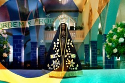 Statue of the image of Our Lady of Aparecida, mother of God, patroness of Brazil