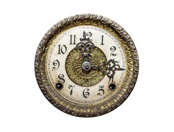Old wall clock isolated on a white background.