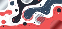 Abstract background liquid organic forms dynamic waves and circles, lines on white background. Vector illustration