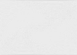 Horizontal lines / stripes pattern or background with wavy, curving distortion effect. Bending, warped lines. Light gray version.