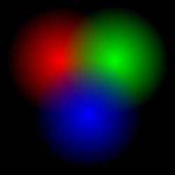 Transparent RGB circles blended - RGB color space