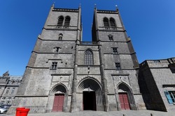 Saint-Pierre-et-Saint-Flour cathedral , built 1398 - 1466 - Roman Catholic Church located in town of Saint-Flour, Cantal department, Auvergne region, France.