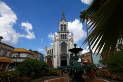 St. Louis Cathedral, Fort de France, in the French Caribbean island of Martinique. It was built in the late 19th-century in the Romanesque Revival style .