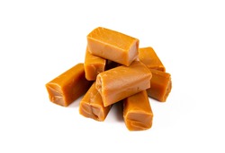 toffee candies on a white background