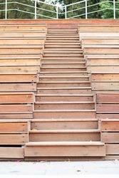 wooden staircase on the park. Horizontal orientation