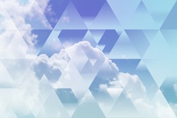 abstract sky geometric background, cumulus clouds. polygonal cloudscape backdrop. summer time