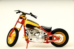 Beautiful Model Motorcycle Chopper on a White Background