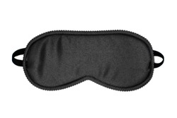 Black sleeping eye mask, isolated on white background