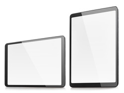 Black tablets set, isolated on white background