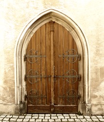 detail of an old church or castle door