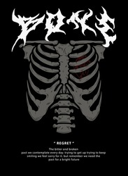 Ribcage and heart art for streetwear design graphic