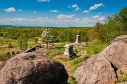 Spring view of the battlefield from Little Roundtop, Gettysburg, PA.
