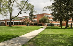 Exterior view of a typical American school